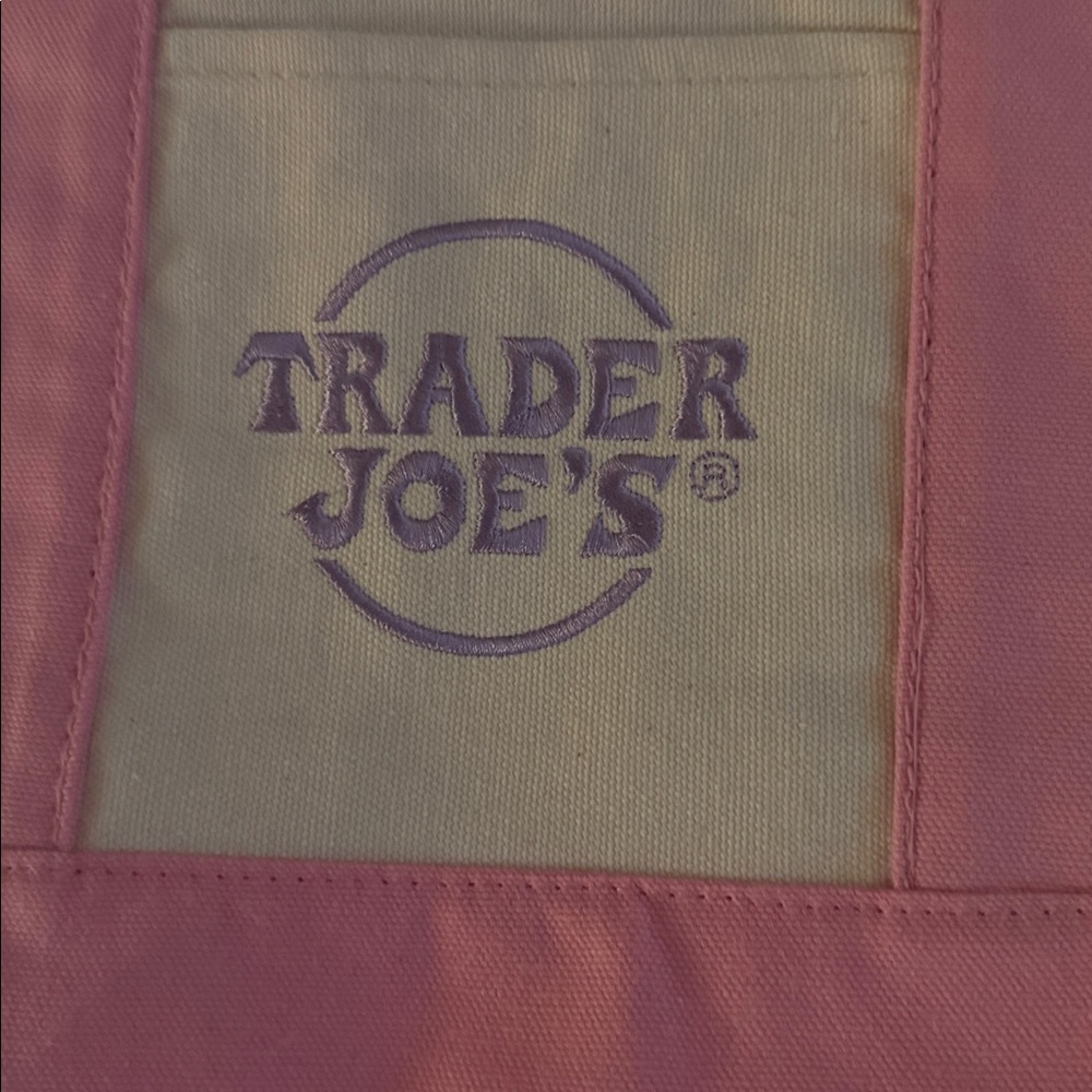 Trader Joe's Viral Pink and Cream Canvas Tote - Picture 2 of 4